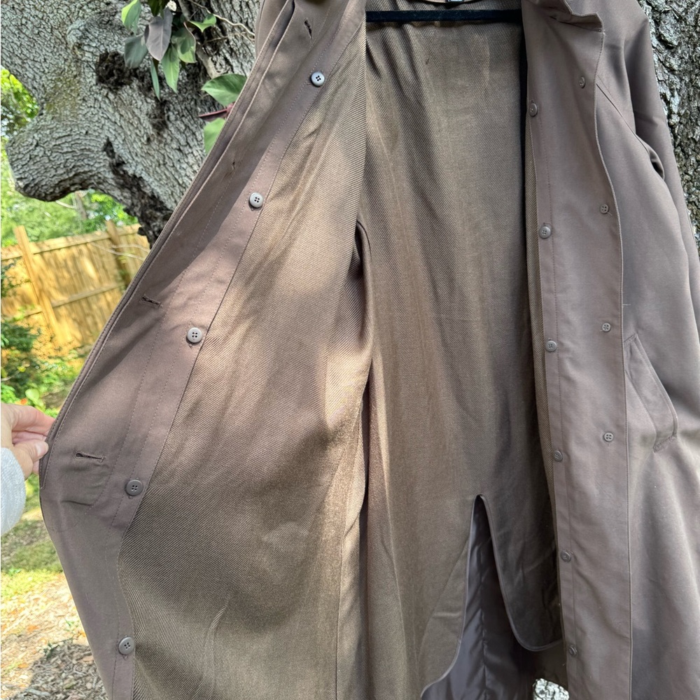 Size 20T Lane Bryant hooded maxi length Brown trench coat with removable lining. - Picture 6 of 8